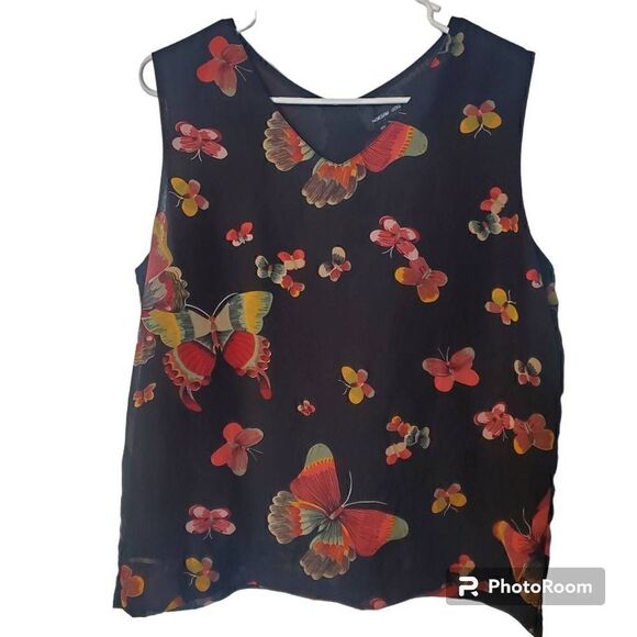 Morgan Cole Butterfly Silk Blouse Tank top  Medium - Picture 1 of 7